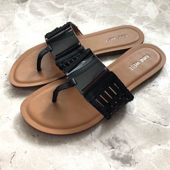 Nine West Shoes - [Nine West] Black Leather Sandals